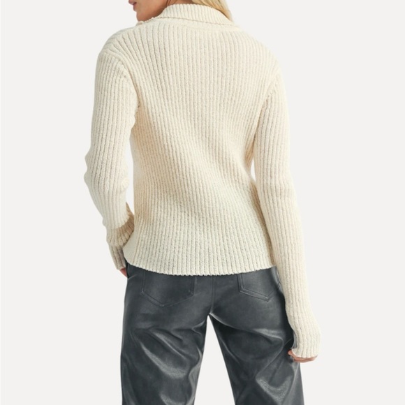 NWT Sage The Label - Cream Ribbed Zip-up Cardigan - Picture 4 of 8